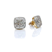 Load image into Gallery viewer, 0.61 CT. Natural Diamond Square Shape Stud Earring In 10 KT Yellow Gold