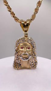 Diamond-Cut Jesus Pendent In 10 KT Yellow Gold