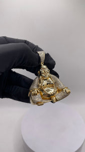 Natural Diamond Buddha Pendant In 10 KT Yellow Gold
