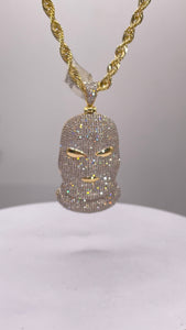 2.37 CT. Natural Diamond Ski Mask Pendent & Rope Chain Combo