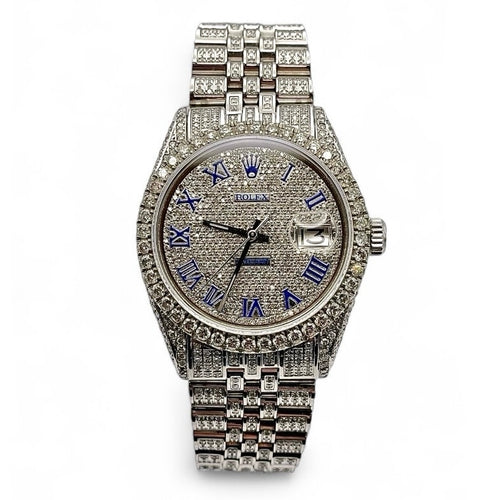 36mm DateJust Rolex 15 CT. Natural Diamonds With Roman Numeral Diamond Dial