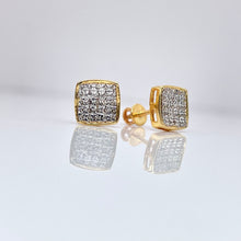 Load image into Gallery viewer, 0.19 CT. Natural Diamond Square Shape Stud Earrings In 10 KT Yellow Gold
