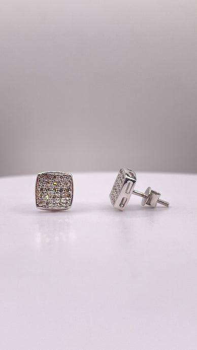 0.20 CT. Natural Diamond Square Shape Stud Earrings In 10 KT White Gold