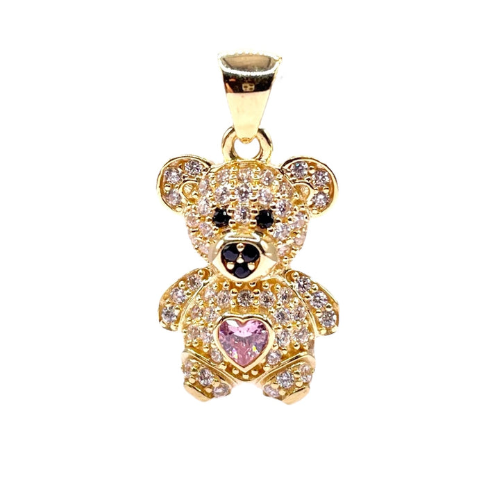 Teddy Bear Pendent In 10 KT Yellow Gold With CZ