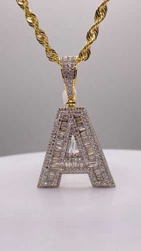 1.46 CT. Natural Diamond A Initial Pendant In 10 KT Yellow Gold