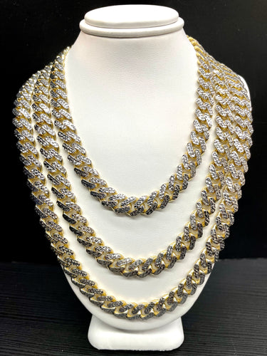 9mm Two-Tone Diamond Cut Monaco Link Chain In 10 KT Yellow & White Gold