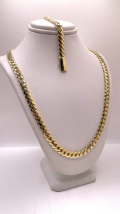 6mm Solid Miami Cuban Link Chain/Bracelet With Box Lock In 10 KT Yellow Gold