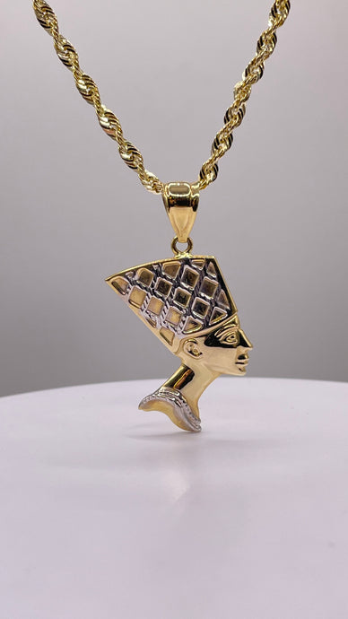 Nefertiti Pendent & Chain Combo In 10 KT Yellow Gold