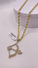 Load image into Gallery viewer, 0.78 CT. Natural Diamond Bow &amp; Arrow Pendant In 10 KT Yellow Gold