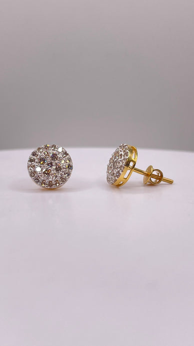 0.65 CT. Natural Diamond Round Shape Stud Earrings In 10 KT Yellow Gold