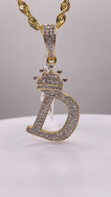 Load image into Gallery viewer, 0.66 CT. Natural Diamond Initial D Pendent With Crown In 10 KT Yellow Gold