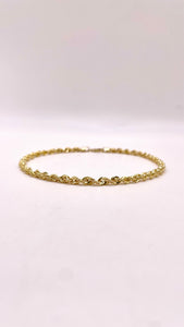 3.8mm Diamond-Cut Rope Anklet In 10 KT Yellow Gold