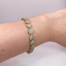 Load image into Gallery viewer, 3.72 CT. T.D.W Natural Diamond Heart Bracelet In 10 KT Yellow Gold