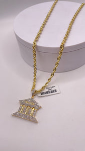 1.24 CT. Natural Diamond Bank Pendent & Rope Chain Combo