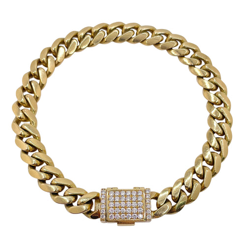 9.2mm Solid Miami Cuban Link Bracelet In 10 KT Yellow Gold
