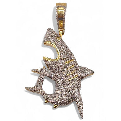 2.16 Ct. Diamond Shark Pendent In 10 KT Yellow Gold