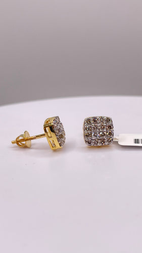 0.66 CT. Natural Diamond Square Shape Stud Earrings In 10 KT Yellow Gold