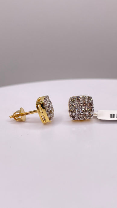 0.66 CT. Natural Diamond Square Shape Stud Earrings In 10 KT Yellow Gold