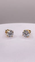 Load image into Gallery viewer, 2.06 CT. Lab-Grown Diamond Stud Earrings Set In 18 KT Yellow Gold