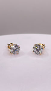 2.06 CT. Lab-Grown Diamond Stud Earrings Set In 18 KT Yellow Gold