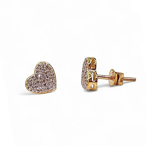 0.26 CT. Natural Diamond Heart Shape Stud Earrings In 10 KT Yellow Gold