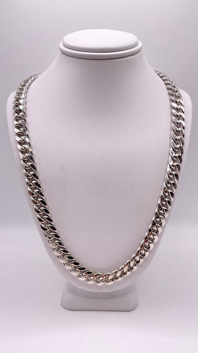 8mm Miami Cuban Link Chain In 10 KT White Gold