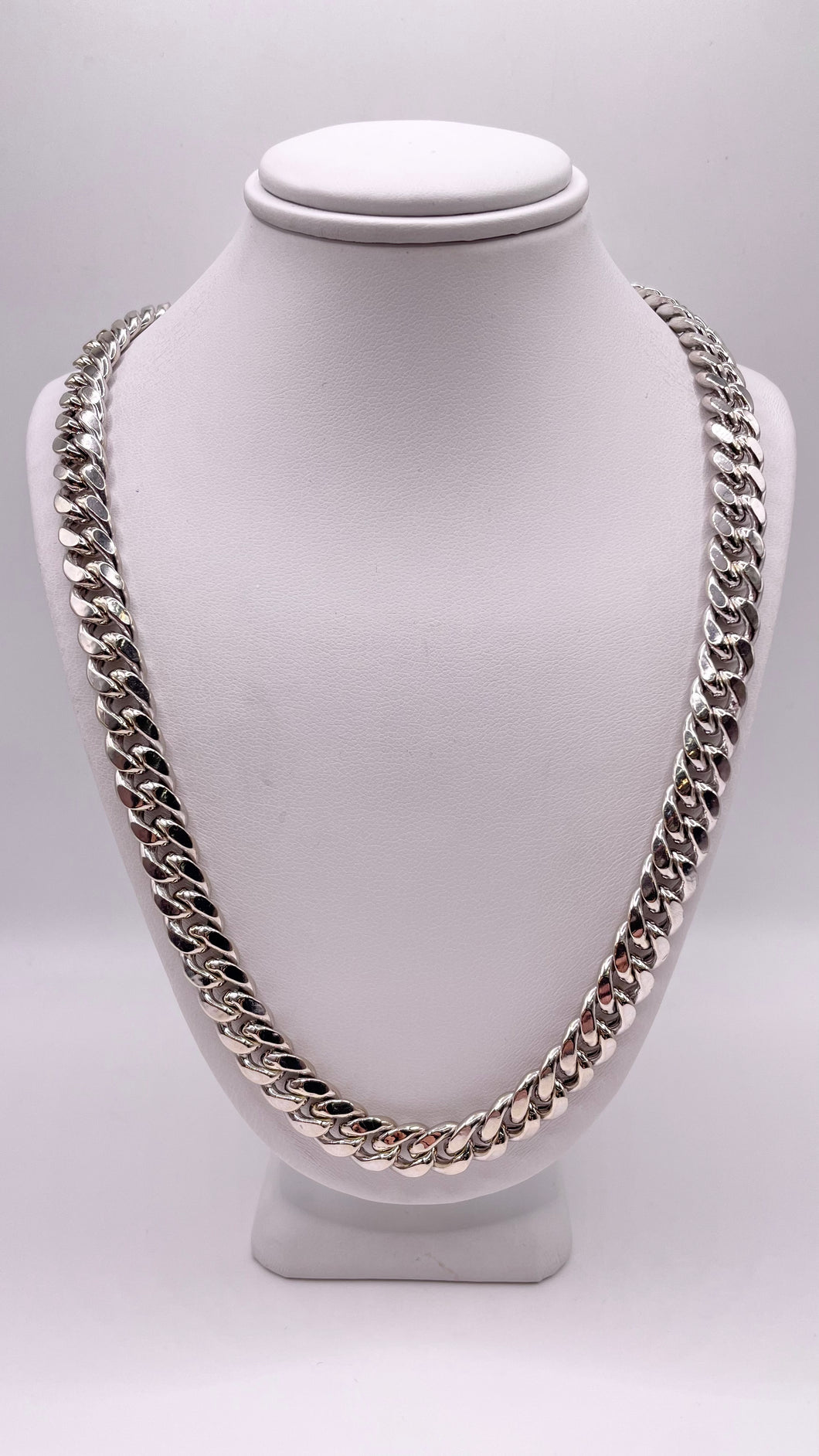 8mm Miami Cuban Link Chain In 10 KT White Gold
