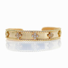 Load image into Gallery viewer, 9mm Clover Bangle In 10 KT Yellow Gold With Cubic Zirconia