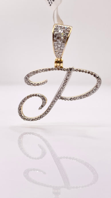 0.50 CT. Natural Diamond Initial P Pendent In 10 KT Yellow Gold