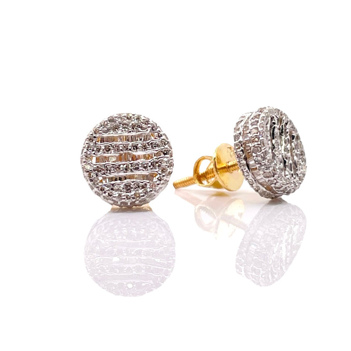 0.68 CT. Natural Diamond Men’s Round Shape Stud Earrings In 10 KT Yellow Gold
