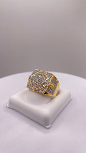 0.88 CT. Natural Diamond Men’s Square Shape Ring In 10 KT Yellow Gold