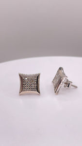 0.21 CT. Natural Diamond Square Shape Earrings In 10 KT White Gold