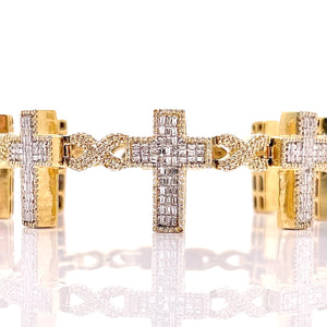 7.00 CT. Natural Diamond Cross Bracelet In 10 KT Yellow Gold