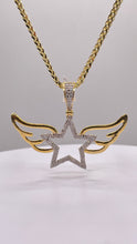 Load image into Gallery viewer, 0.37 CT. Natural Diamond Star &amp; Angel Wing Pendent In 10 KT Yellow Gold