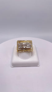 1.14 CT. Beautiful Baguette & Round Natural Diamond Men’s Rectangle Ring In 10 KT Yellow Gold