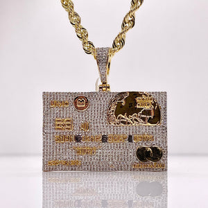 1.40 CT. Natural Diamond Credit Card Pendant In 10 KT Yellow Gold