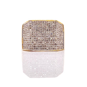 Men’s Square Shape Natural Diamond Ring In 10 KT Yellow Gold