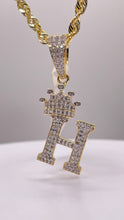 Load image into Gallery viewer, 0.55 CT. Natural Diamond Initial H Pendent With Crown In 10 KT Yellow Gold