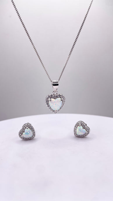 Women’s Opal Set With CZ In Silver