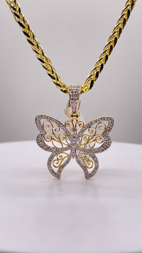0.35 CT. Natural Diamond Butterfly Pendant In 10 KT Yellow Gold