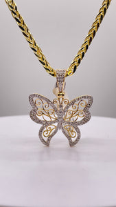 0.35 CT. Natural Diamond Butterfly Pendent In 10 KT Yellow Gold