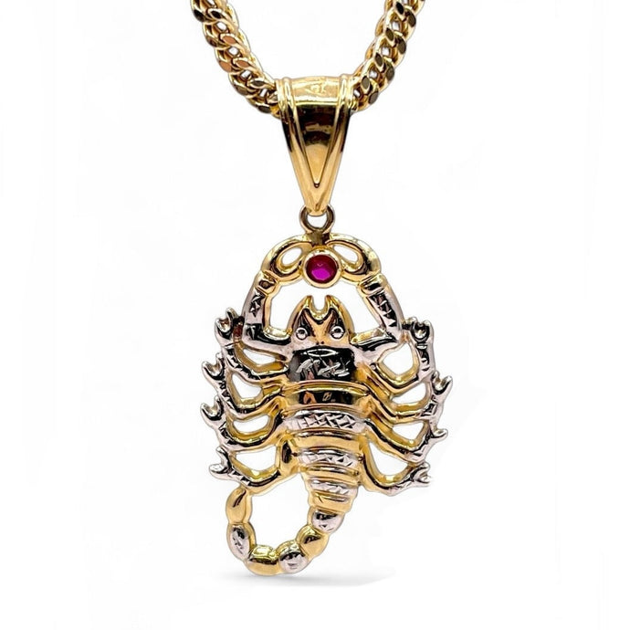 Two-Tone Scorpion Pendent In 10 KT Yellow & White Gold With CZ
