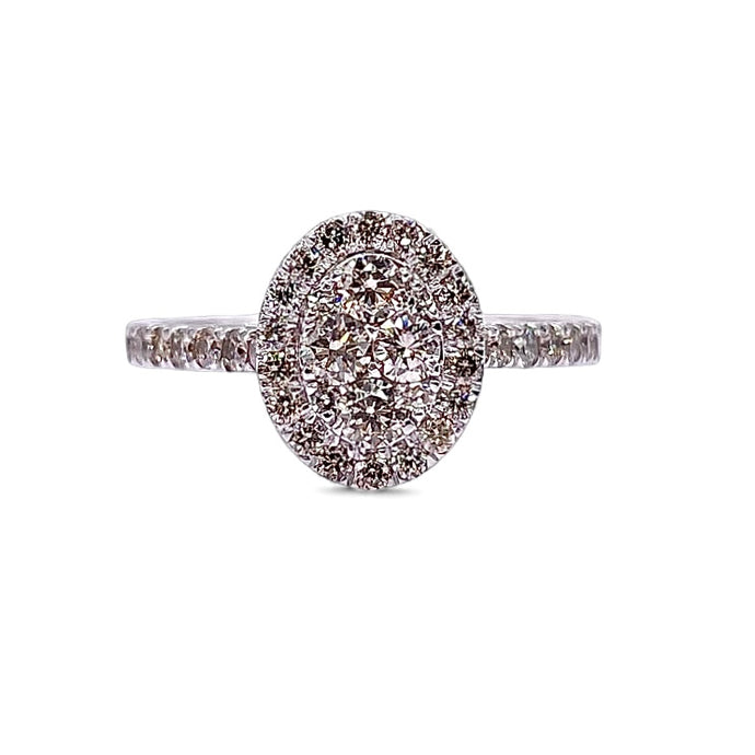 0.79 CT. Natural Diamond Oval Shape Women’s Ring In 14 KT White Gold