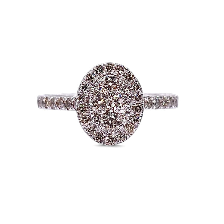 0.79 CT. Natural Diamond Oval Shape Women’s Ring In 14 KT White Gold