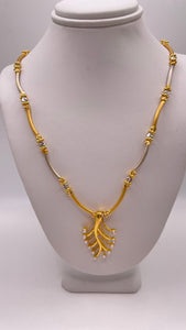 22 KT Two-Tone Necklace & Earrings Matching Set