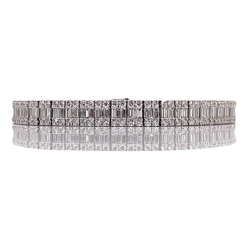 7.50 CT. Natural Baguette & Round Diamond Bracelet In 18 KT White Gold