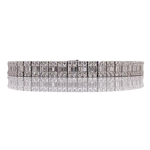 7.50 CT. Natural Baguette & Round Diamond Bracelet In 18 KT White Gold