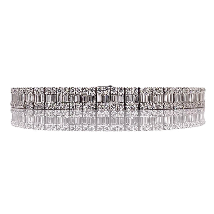 7.50 CT. Natural Baguette & Round Diamond Bracelet In 18 KT White Gold