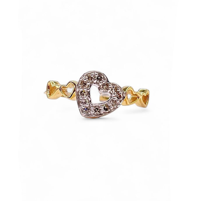 0.15 CT. Natural Diamond Heart Shape Ring In 10 KT Yellow Gold