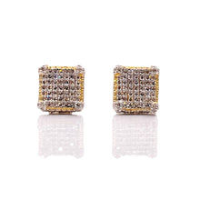 Load image into Gallery viewer, 0.77 CT. Natural Diamond Men’s Square Shape Stud Earrings In 10 KT Yellow Gold